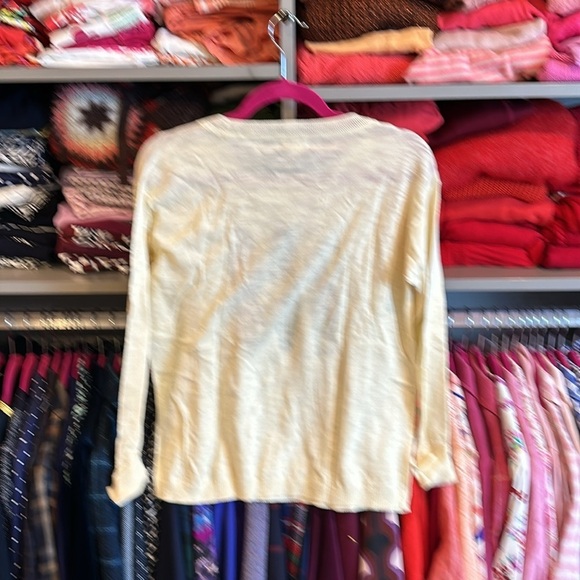 J Crew yellow with surf boards crew neck long light sleeve sweater size XS NWT - Picture 3 of 3
